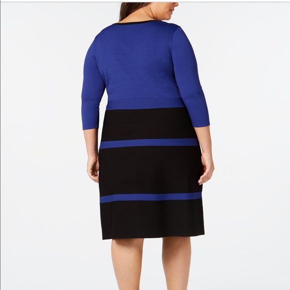 NWT Anne Klein Plus Size Colorblock Fit N Flare Dress - Picture 2 of 3